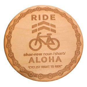 Wooden Coaster | Round | Ride Aloha Bicycle Sharrow